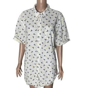 Carbon Shirt Mens XL White Tuscan Print Button Front